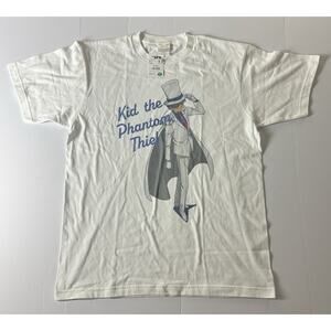 Detective Conan Kid The Phantom Thief Short Sleeve White T-shirt SZ Large